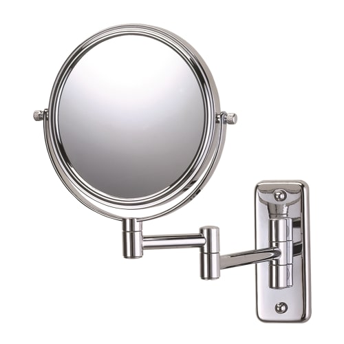 Jerdon® Wall Mount Mirror, 1x/5x Magnification, 6" Diameter, 12" Ext, Chrome Finish